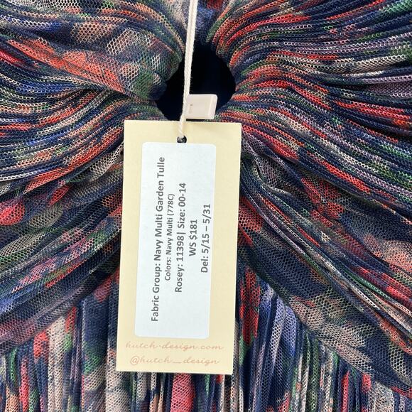 Hutch | NWT Rosey Gown Navy Tropical Garden Tulle Floral Tiered Maxi Dress 0 - Picture 7 of 14